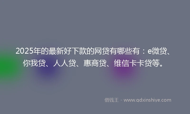 2025年的最新好下款的网贷有哪些有：e微贷、你我贷、人人贷、惠商贷、维信卡卡贷等。