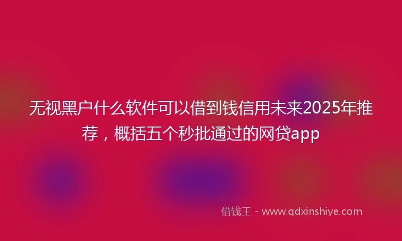 无视黑户什么软件可以借到钱信用未来2025年推荐，概括五个秒批通过的网贷app