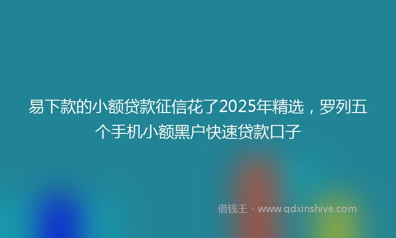 易下款的小额贷款征信花了2025年精选，罗列五个手机小额黑户快速贷款口子