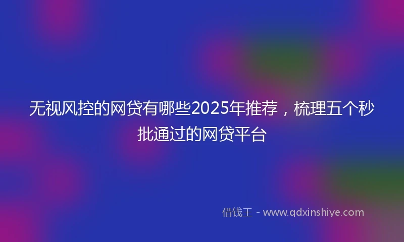 无视风控的网贷有哪些2025年推荐，梳理五个秒批通过的网贷平台
