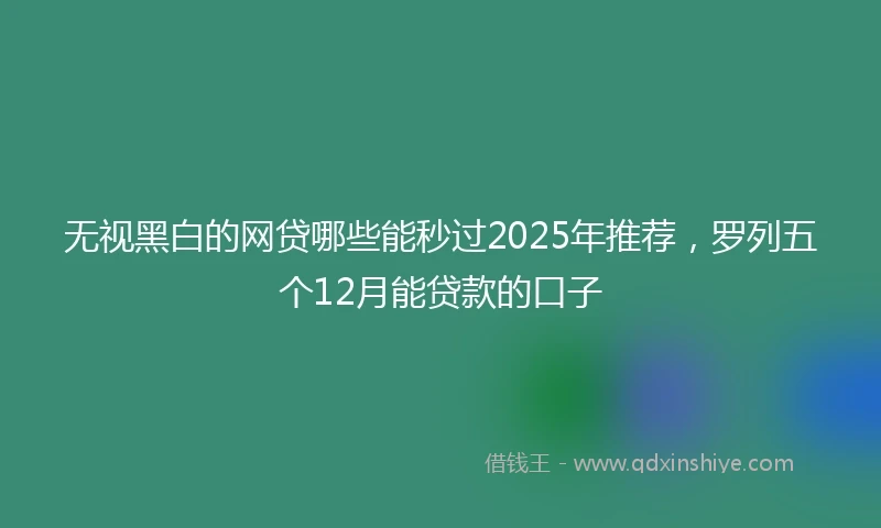 无视黑白的网贷哪些能秒过2025年推荐，罗列五个12月能贷款的口子