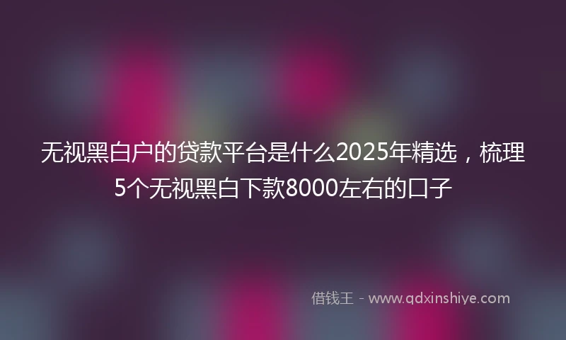 无视黑白户的贷款平台是什么2025年精选，梳理5个无视黑白下款8000左右的口子