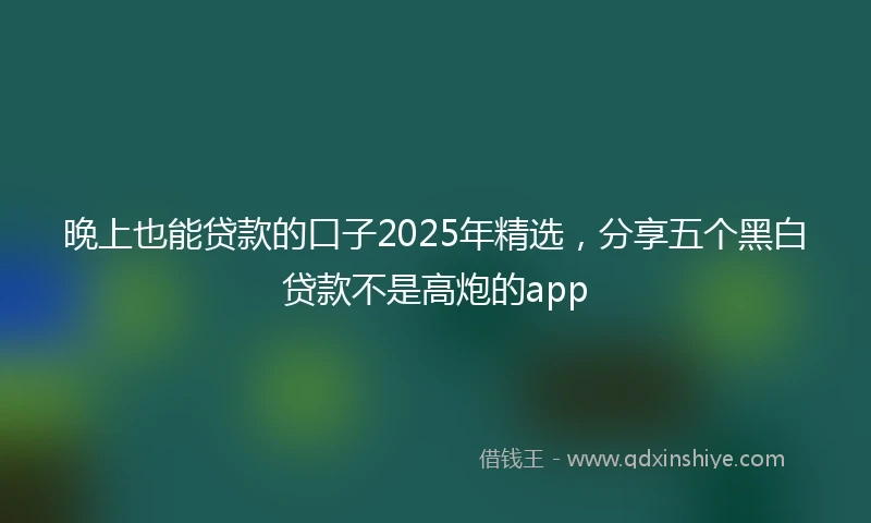 晚上也能贷款的口子2025年精选,分享五个黑白贷款不是高炮的app