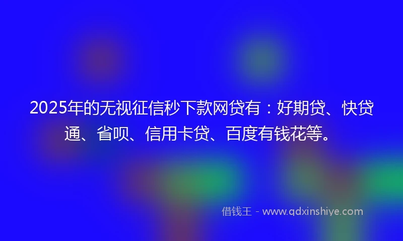 2025年的无视征信秒下款网贷有：好期贷、快贷通、省呗、信用卡贷、百度有钱花等。