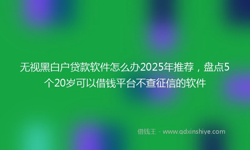 无视黑白户贷款软件怎么办2025年推荐，盘点5个20岁可以借钱平台不查征信的软件