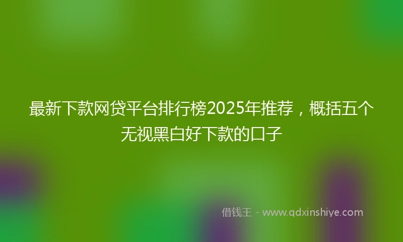 最新下款网贷平台排行榜2025年推荐,概括五个无视黑白好下款的口子