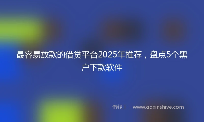 最容易放款的借贷平台2025年推荐，盘点5个黑户下款软件