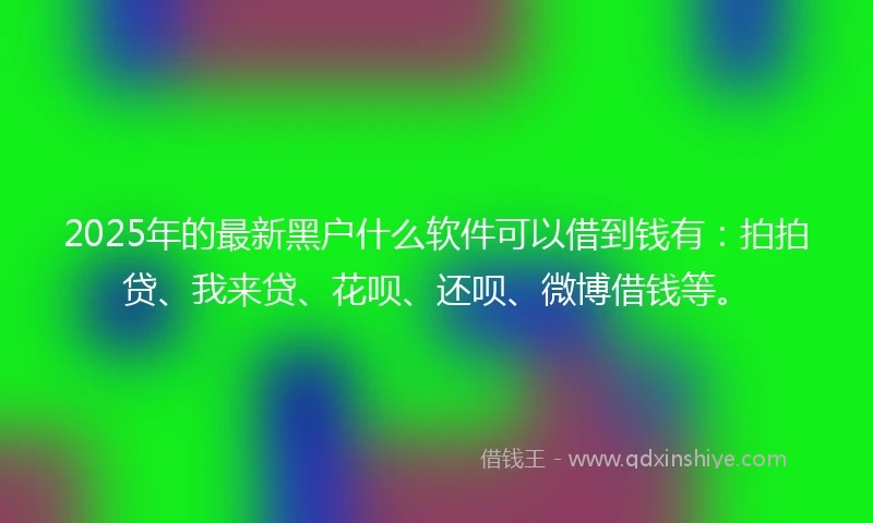 2025年的最新黑户什么软件可以借到钱有：拍拍贷、我来贷、花呗、还呗、微博借钱等。