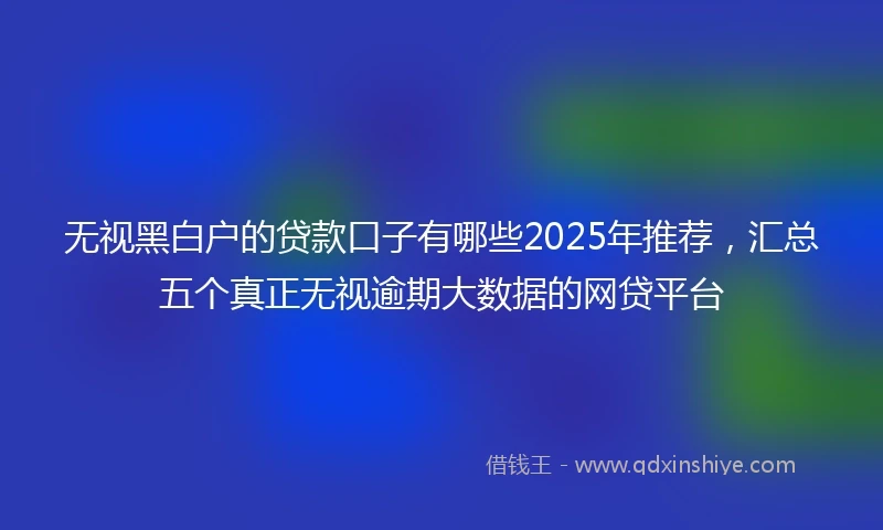 无视黑白户的贷款口子有哪些2025年推荐,汇总五个真正无视逾期大数据的网贷平台