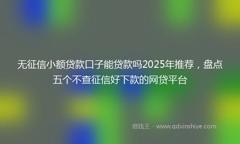 无征信小额贷款口子能贷款吗2025年推荐，盘点五个不查征信好下款的网贷平台