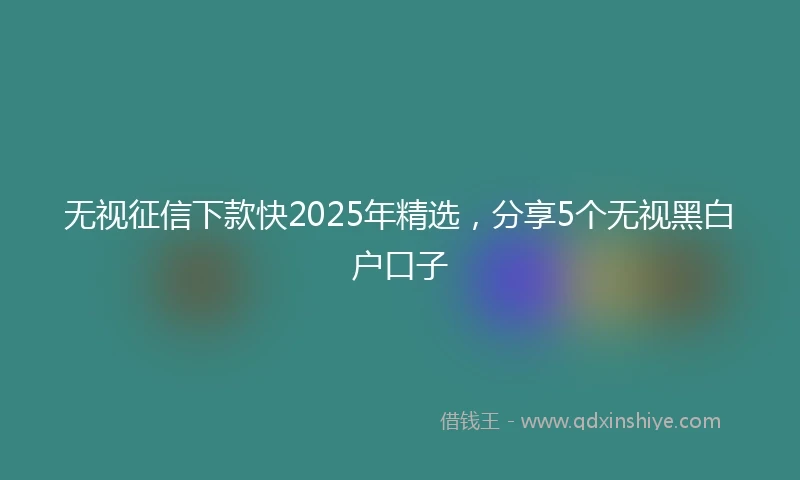 无视征信下款快2025年精选，分享5个无视黑白户口子