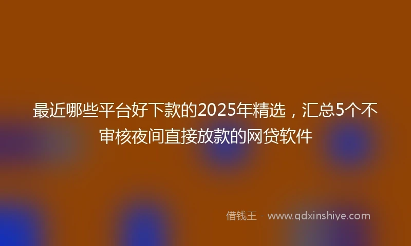 最近哪些平台好下款的2025年精选，汇总5个不审核夜间直接放款的网贷软件