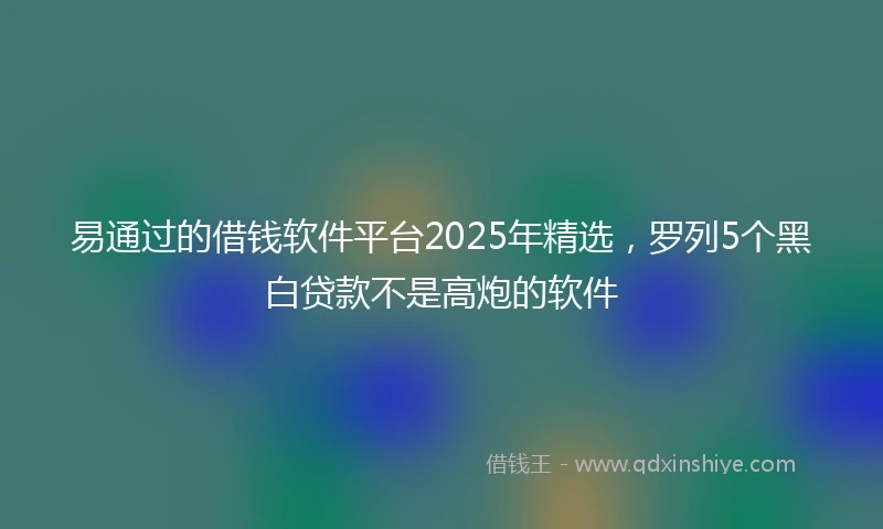 易通过的借钱软件平台2025年精选，罗列5个黑白贷款不是高炮的软件