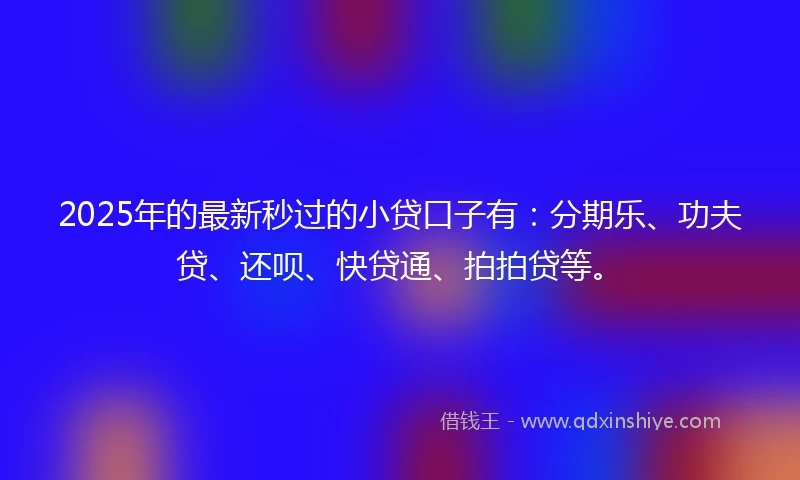 2025年的最新秒过的小贷口子有：分期乐、功夫贷、还呗、快贷通、拍拍贷等。