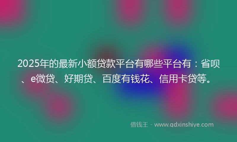 2025年的最新小额贷款平台有哪些平台有：省呗、e微贷、好期贷、百度有钱花、信用卡贷等。