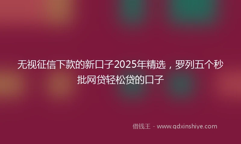 无视征信下款的新口子2025年精选，罗列五个秒批网贷轻松贷的口子