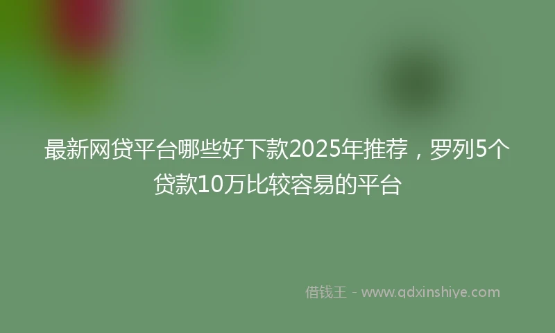 最新网贷平台哪些好下款2025年推荐，罗列5个贷款10万比较容易的平台