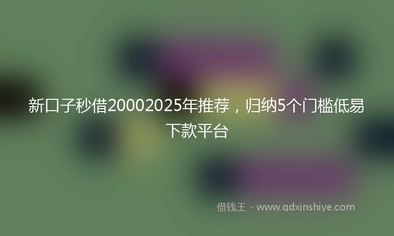 新口子秒借20002025年推荐，归纳5个门槛低易下款平台