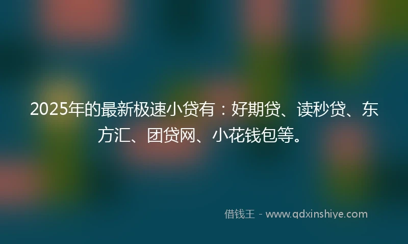 2025年的最新极速小贷有：好期贷、读秒贷、东方汇、团贷网、小花钱包等。