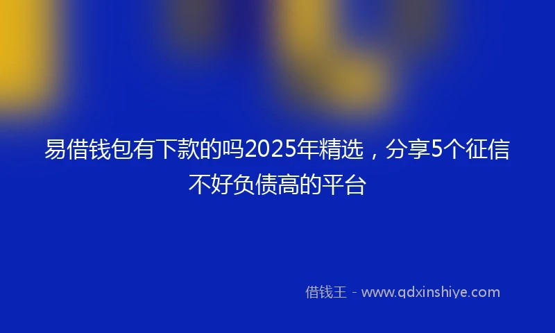 易借钱包有下款的吗2025年精选，分享5个征信不好负债高的平台