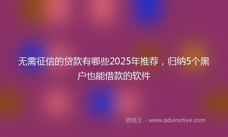 无需征信的贷款有哪些2025年推荐，归纳5个黑户也能借款的软件
