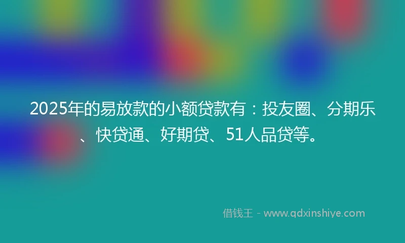 2025年的易放款的小额贷款有：投友圈、分期乐、快贷通、好期贷、51人品贷等。