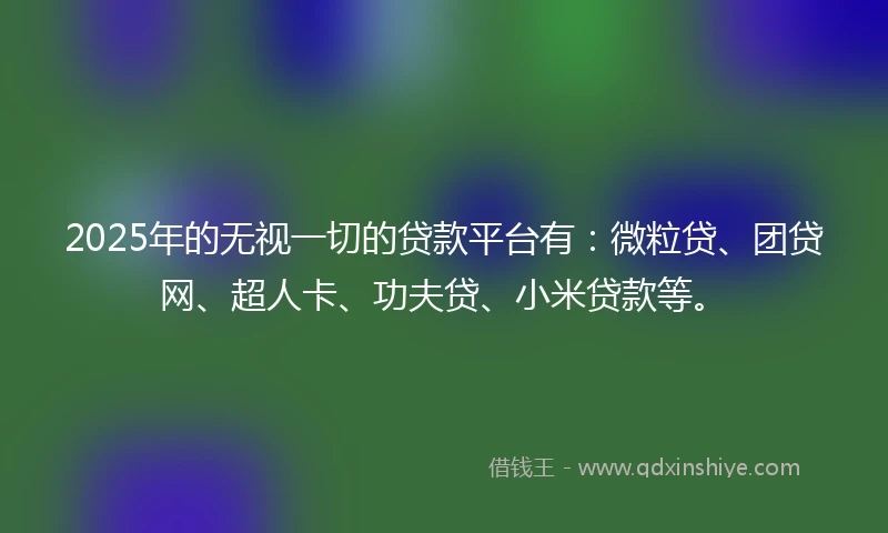 2025年的无视一切的贷款平台有：微粒贷、团贷网、超人卡、功夫贷、小米贷款等。