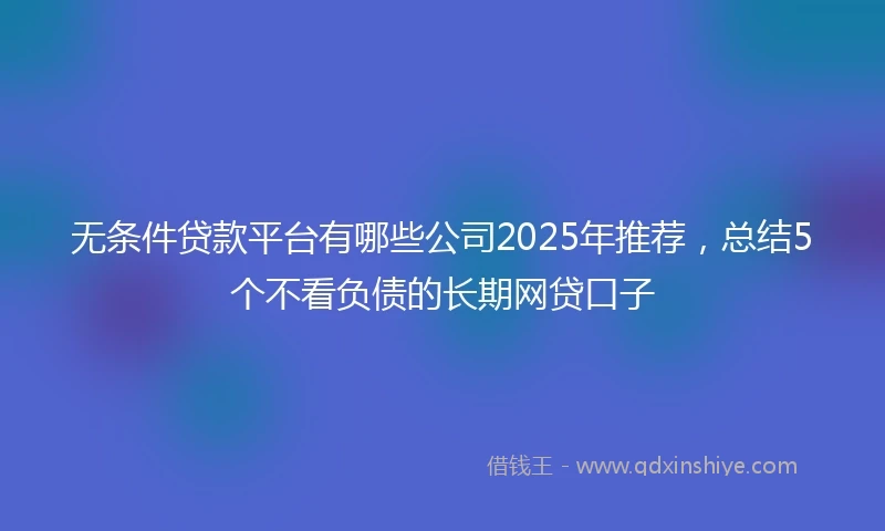无条件贷款平台有哪些公司2025年推荐，总结5个不看负债的长期网贷口子