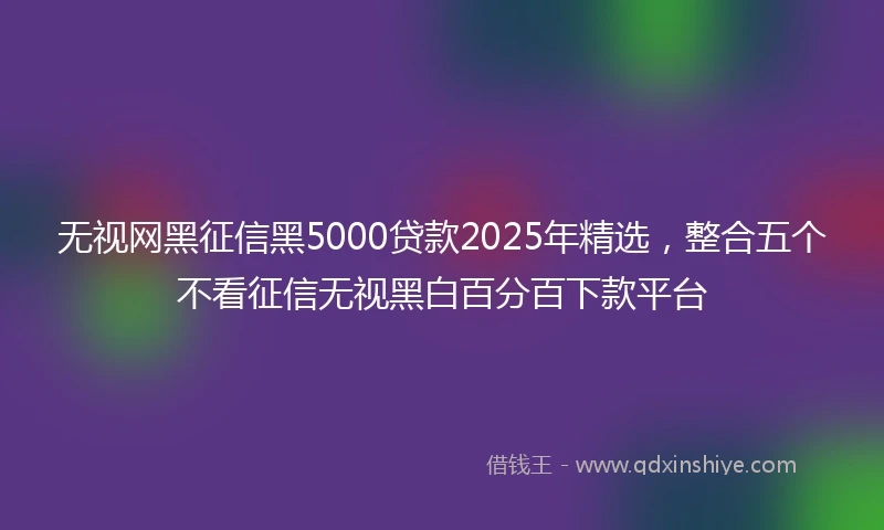 无视网黑征信黑5000贷款2025年精选，整合五个不看征信无视黑白百分百下款平台