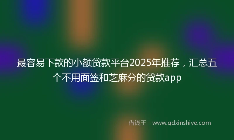 最容易下款的小额贷款平台2025年推荐，汇总五个不用面签和芝麻分的贷款app