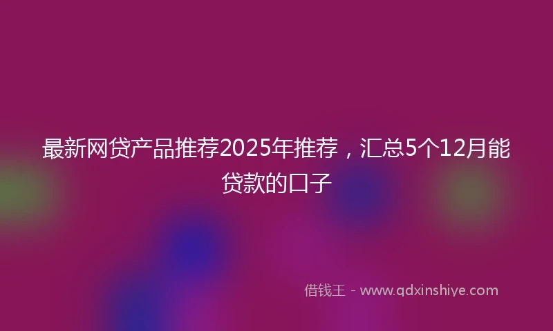 最新网贷产品推荐2025年推荐，汇总5个12月能贷款的口子