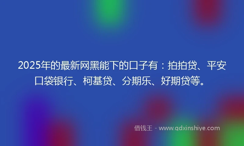 2025年的最新网黑能下的口子有：拍拍贷、平安口袋银行、柯基贷、分期乐、好期贷等。