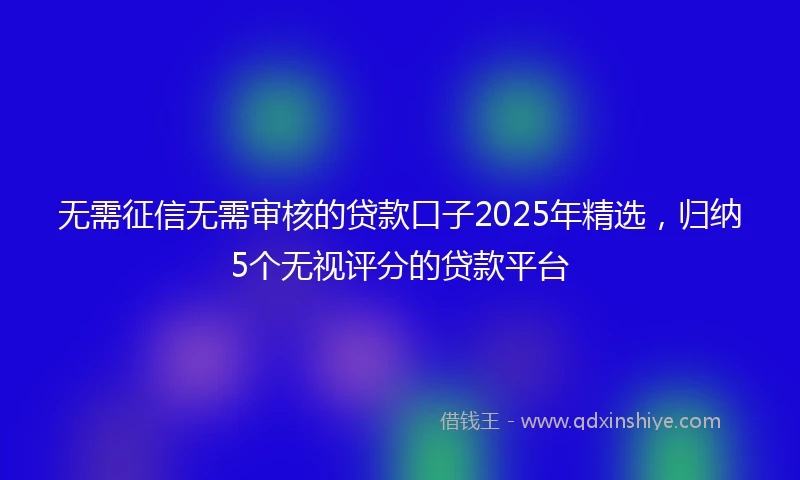无需征信无需审核的贷款口子2025年精选，归纳5个无视评分的贷款平台