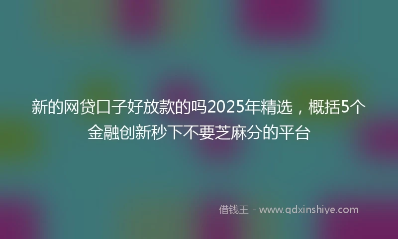 新的网贷口子好放款的吗2025年精选，概括5个金融创新秒下不要芝麻分的平台