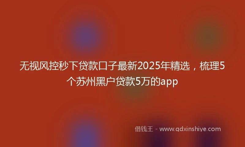 无视风控秒下贷款口子最新2025年精选，梳理5个苏州黑户贷款5万的app
