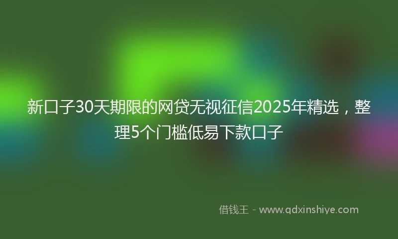 新口子30天期限的网贷无视征信2025年精选，整理5个门槛低易下款口子