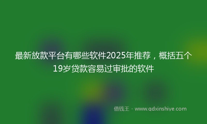 最新放款平台有哪些软件2025年推荐，概括五个19岁贷款容易过审批的软件