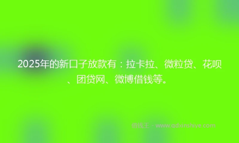 2025年的新口子放款有：拉卡拉、微粒贷、花呗、团贷网、微博借钱等。