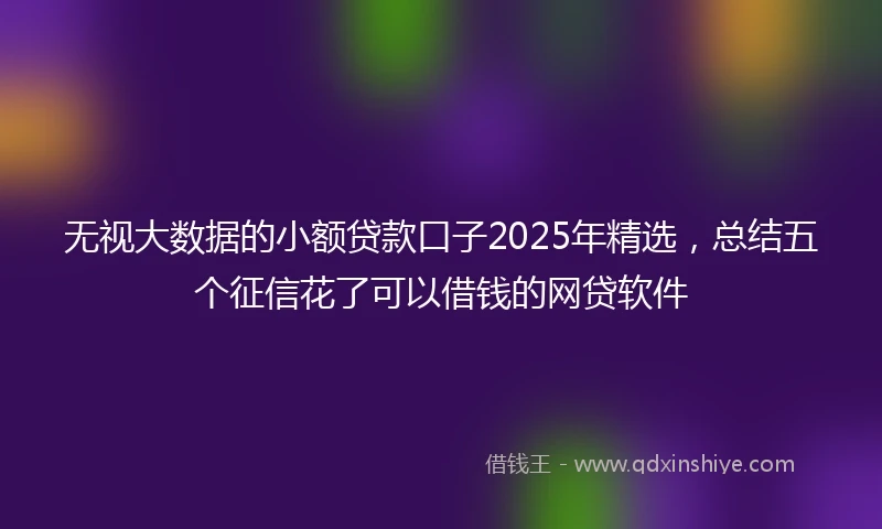 无视大数据的小额贷款口子2025年精选，总结五个征信花了可以借钱的网贷软件
