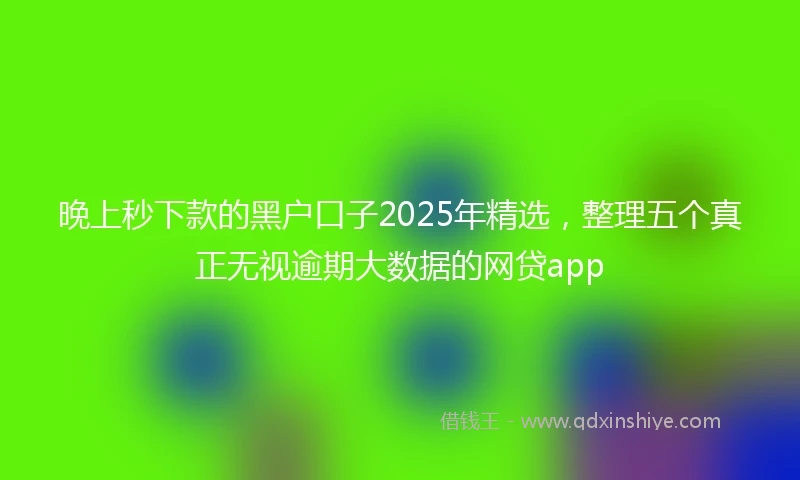晚上秒下款的黑户口子2025年精选，整理五个真正无视逾期大数据的网贷app