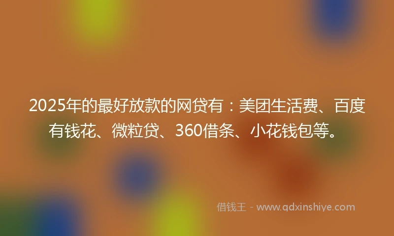 2025年的最好放款的网贷有:美团生活费、百度有钱花、微粒贷、360借条、小花钱包等。