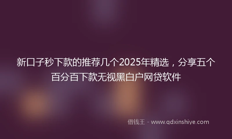 新口子秒下款的推荐几个2025年精选，分享五个百分百下款无视黑白户网贷软件