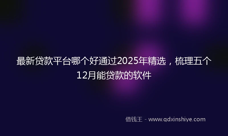 最新贷款平台哪个好通过2025年精选，梳理五个12月能贷款的软件
