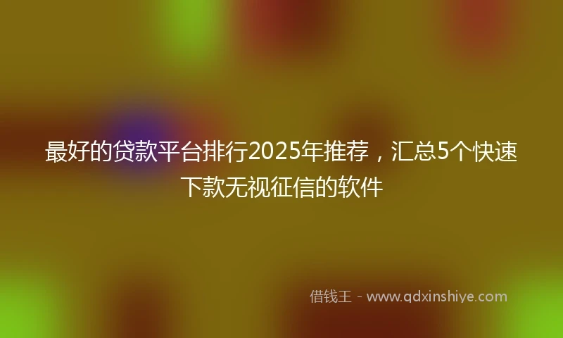 最好的贷款平台排行2025年推荐，汇总5个快速下款无视征信的软件
