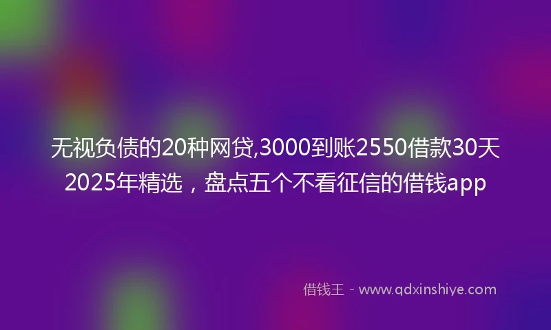 无视负债的20种网贷,3000到账2550借款30天2025年精选，盘点五个不看征信的借钱app