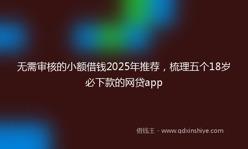 无需审核的小额借钱2025年推荐，梳理五个18岁必下款的网贷app