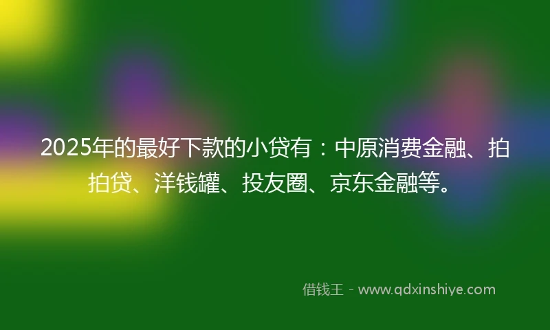 2025年的最好下款的小贷有：中原消费金融、拍拍贷、洋钱罐、投友圈、京东金融等。