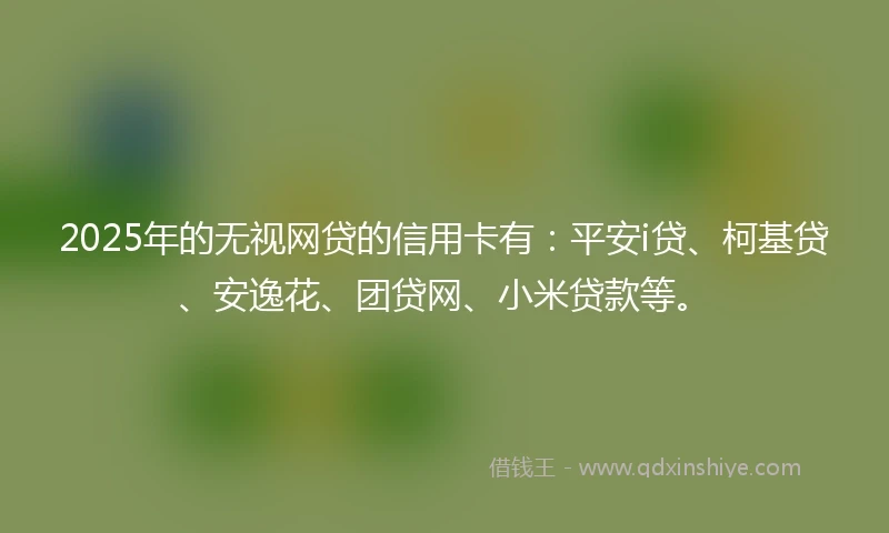 2025年的无视网贷的信用卡有：平安i贷、柯基贷、安逸花、团贷网、小米贷款等。