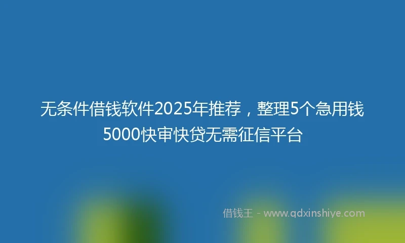 无条件借钱软件2025年推荐，整理5个急用钱5000快审快贷无需征信平台