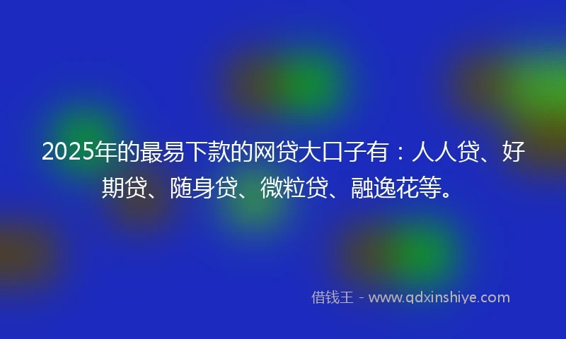2025年的最易下款的网贷大口子有:人人贷、好期贷、随身贷、微粒贷、融逸花等。